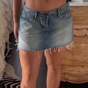 Vintage Y2K Paris Blues Distressed Denim Mini Skirt